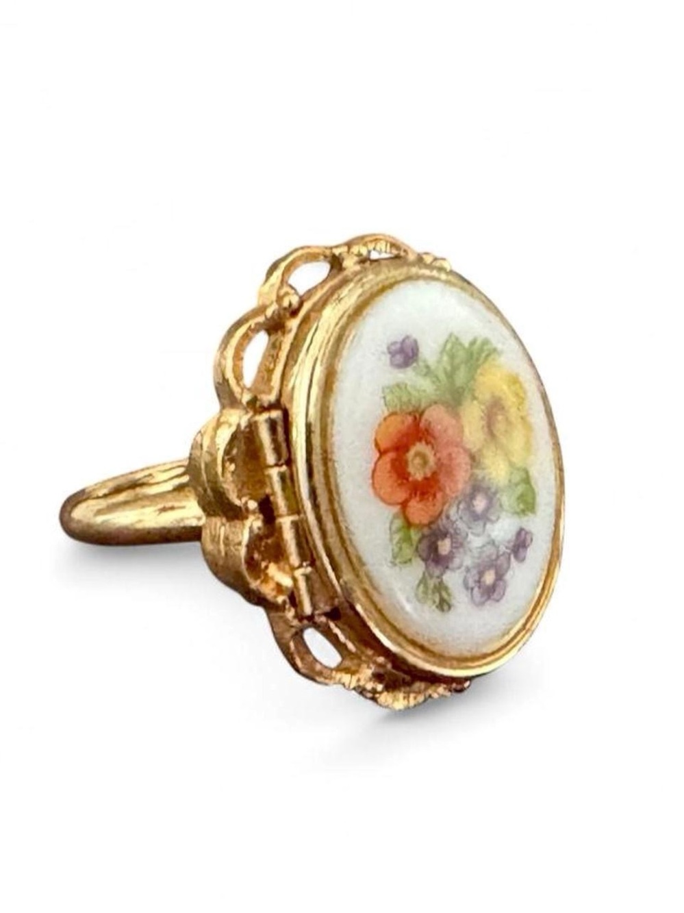 Vintage Avon Porcelain Locket Ring